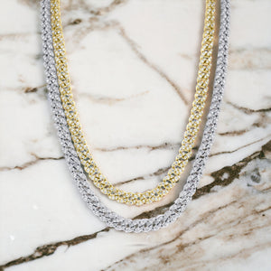 Large Silver Cuban Tennis Chain Necklace CZ