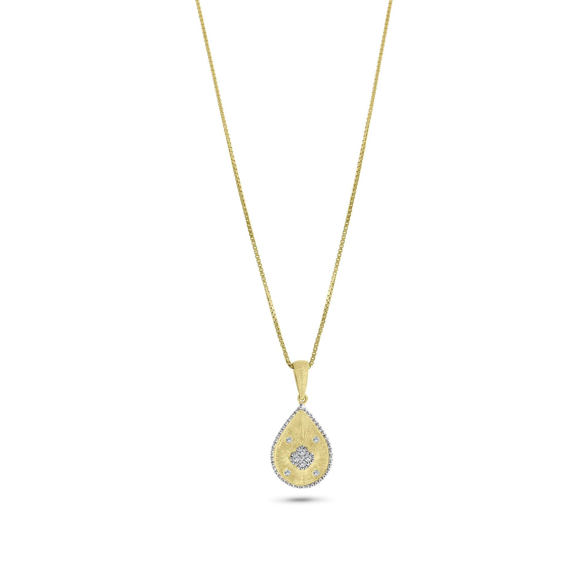 Gold 2-Tone Frosted Drop Pendant Necklace