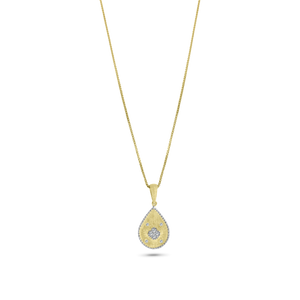 Gold 2-Tone Frosted Drop Pendant Necklace