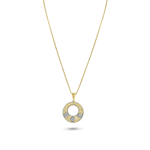 Small 2-Tone Gold Frosted Pendant Necklace with Silver Details
