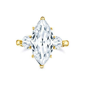Gold Marquise Cut Ring Sterling Silver 925 CZ