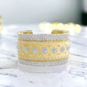 Gold 2-Tone Frosted Bracelet with Silver Details