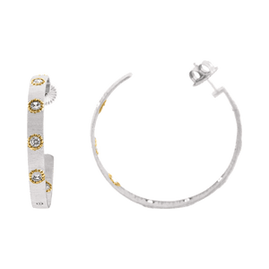Silver 2-Tone Hoop Earrings