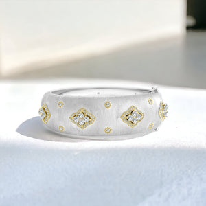 Small Silver 2-Tone Frosted Bracelet with Gold Details