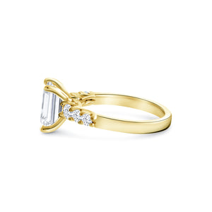 Small Emerald Cut Gold Ring Sterling Silver 925 CZ