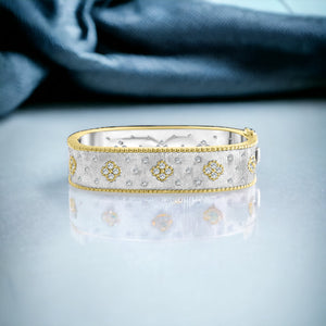 Square Gold 2-Tone Frosted Bracelet with Silver Details