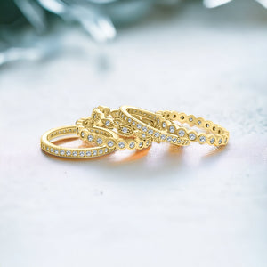 Set of 5 Stackable Gold Eternity Rings CZ