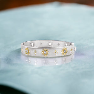 Silver Square 2-Tone Frosted Bracelet