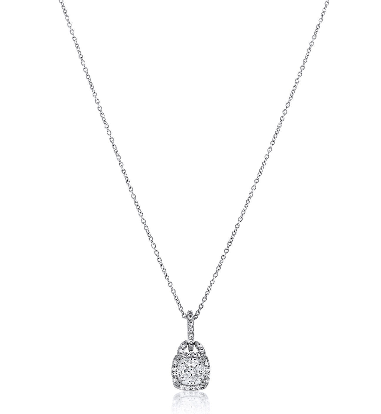 Chandi Diamond Halo Pendant Necklace with Square Center Stone by Bobby Schandra
