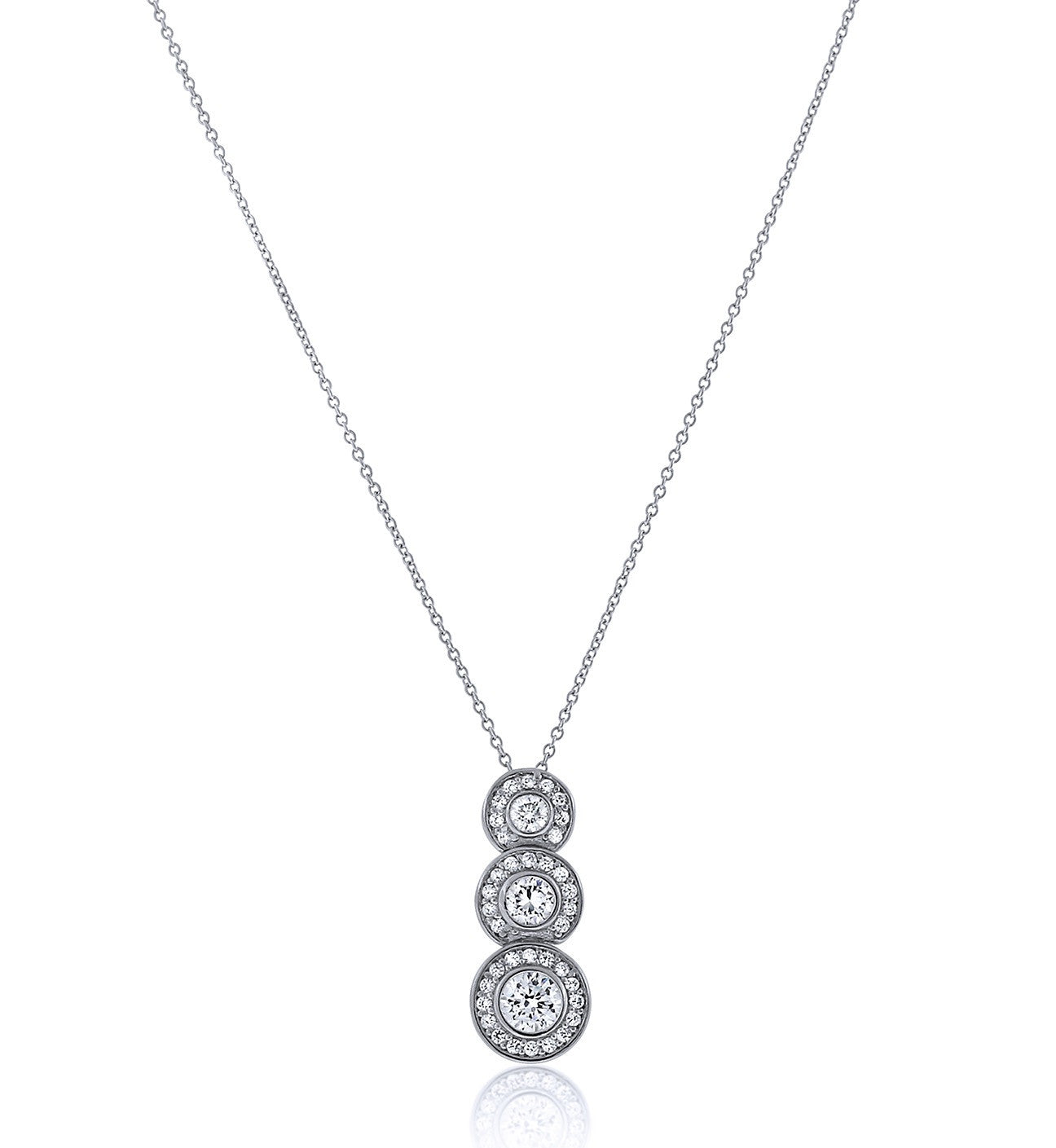 Vintage Inspired Chandi Diamond Trio Circlet Pendant Necklace by Bobby Schandra