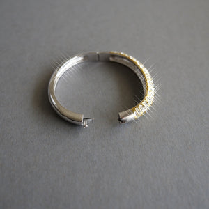 Zebra two tone swarovski crystal bangle bracelet