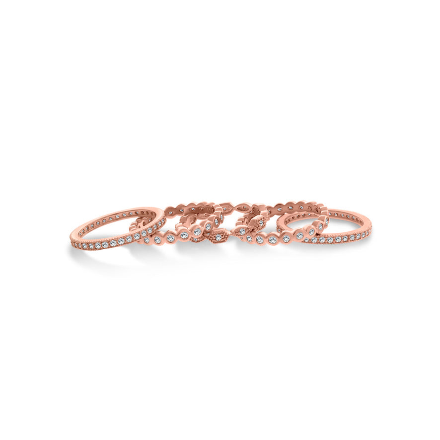 Rose Gold Stackable Rings Set of 5 925 Sterling Silver Rings