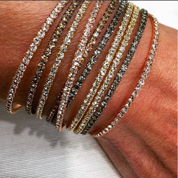 Chandi Diamond Stackable Bangle Bracelets Austrian Crystals by Bobby Schandra
