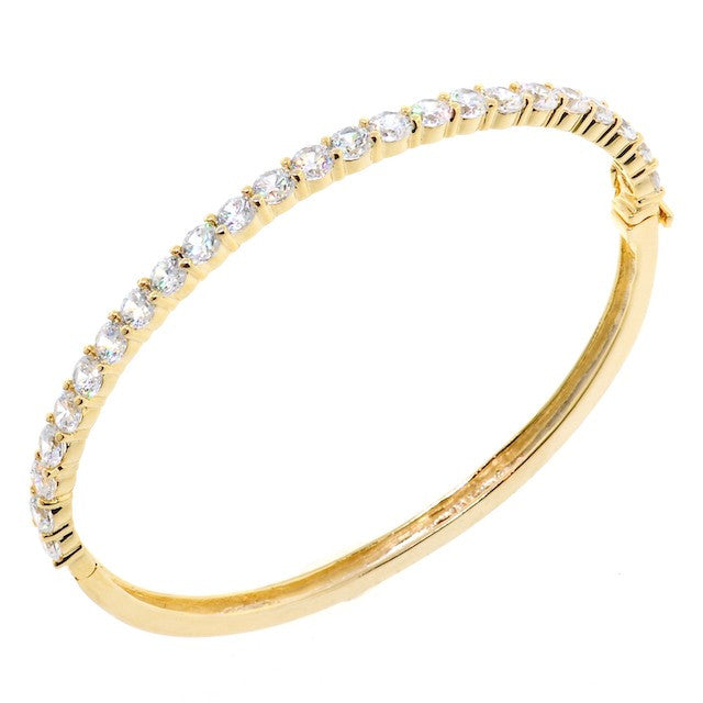 Chandi Diamond Round Cut Gold CZ Crystal Bangle Bracelet by Bobby Schandra