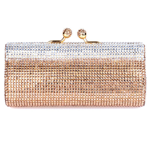 Bronze Gold and Clear Swarovski Crystal Evening Clutch