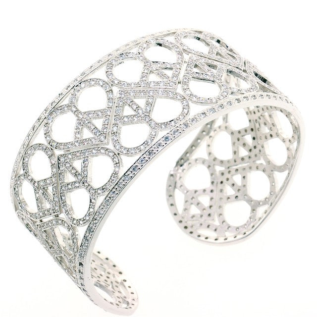 Chandi Diamond Love and Peace Cuff CZ Crystal Bangle Bracelet by Bobby Schandra