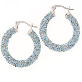 Medium Blue Swarovski Crystal Hoop Earrings