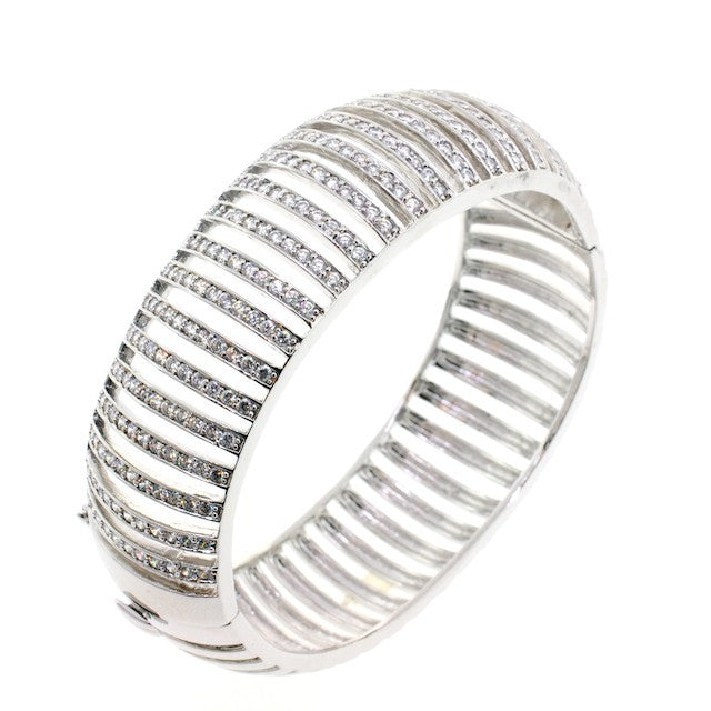 Chandi Diamond See Me Silver CZ Crystal Bangle Bracelet by Bobby Schandra