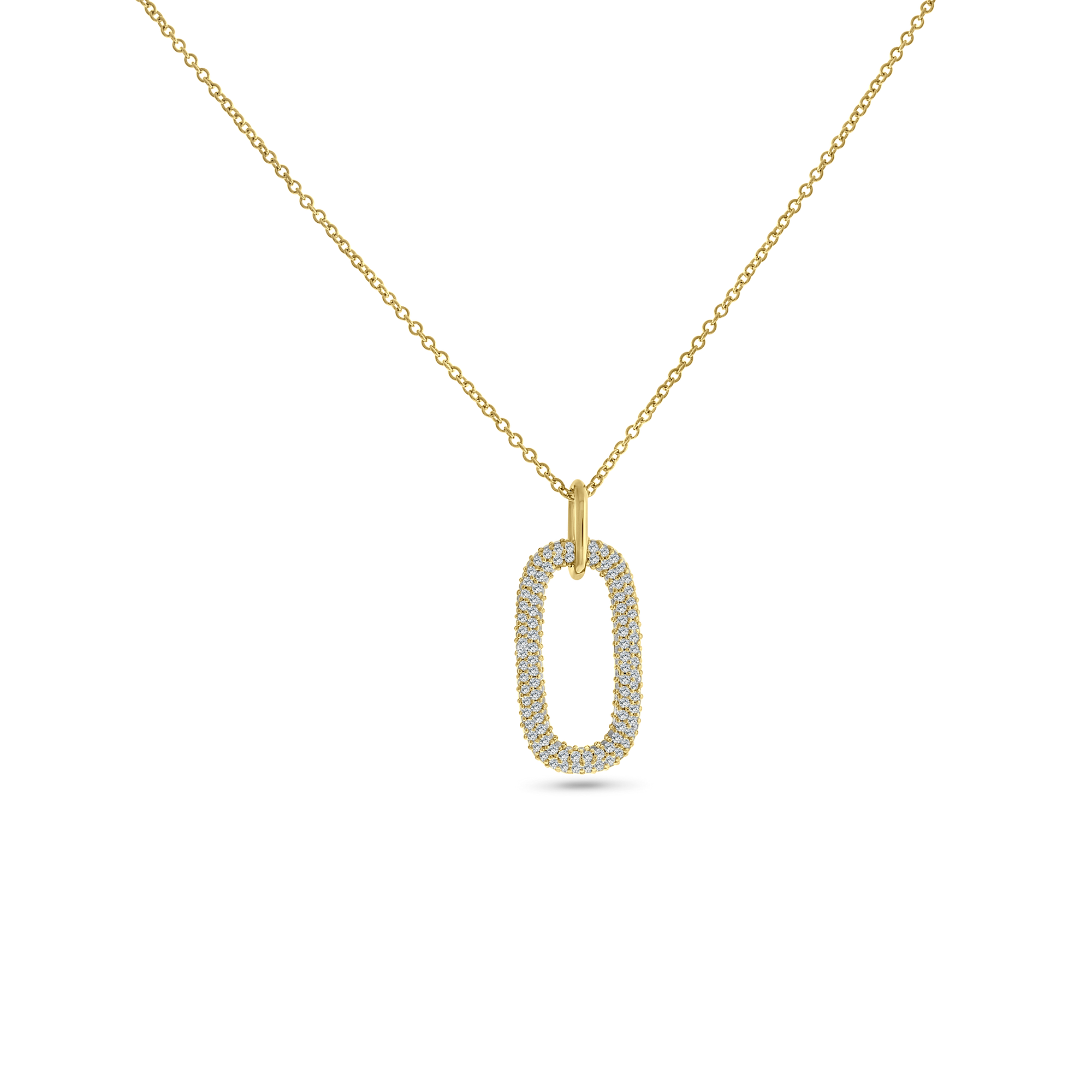 Gold Link Pendant Micro Pave Necklace