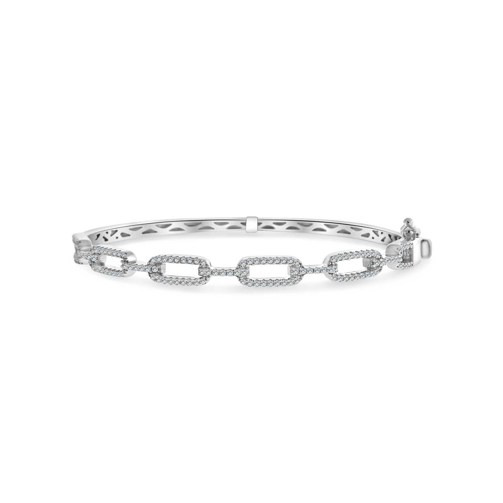 Silver Thin Link Micro Pave Bracelet