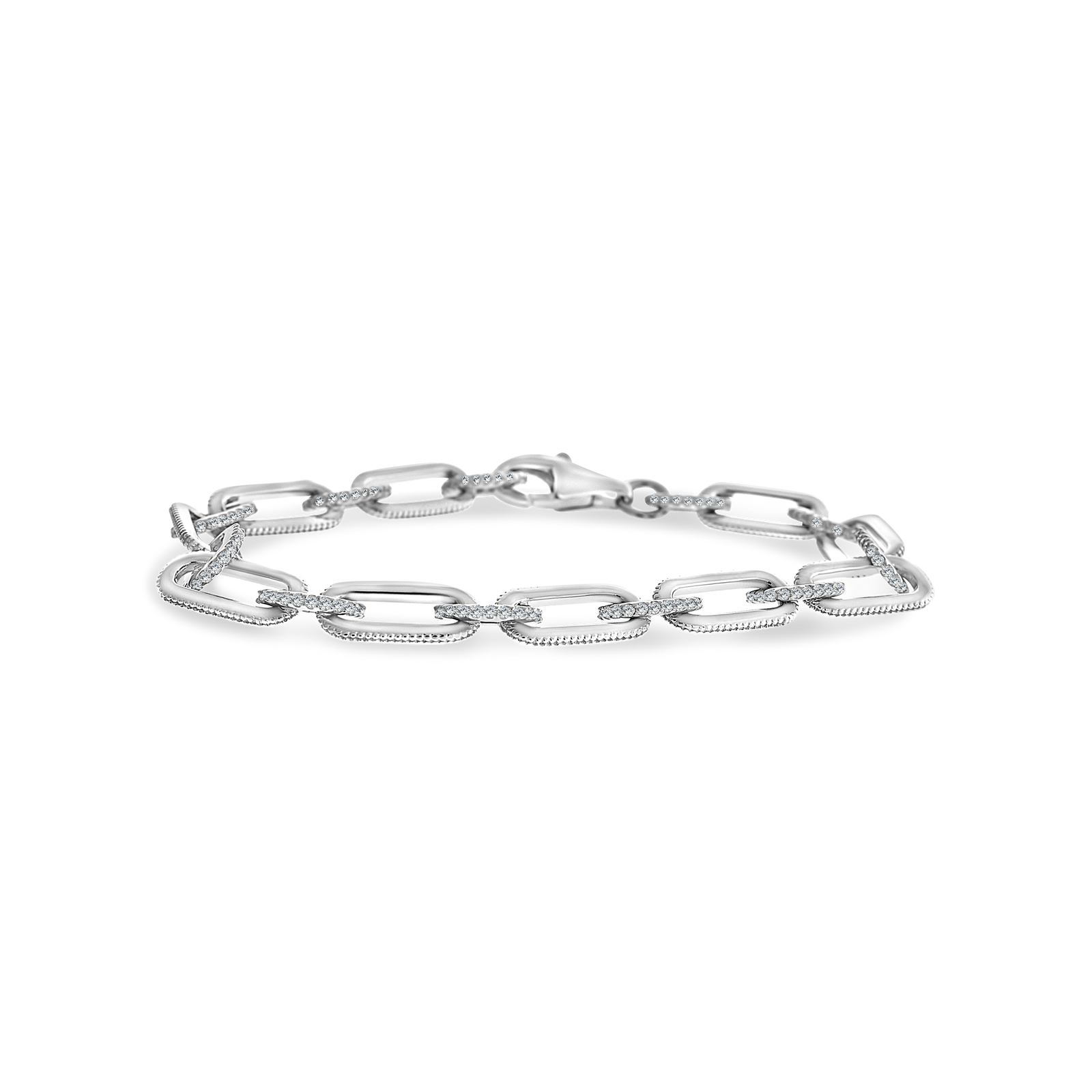 Silver Link Micro Pave Bracelet