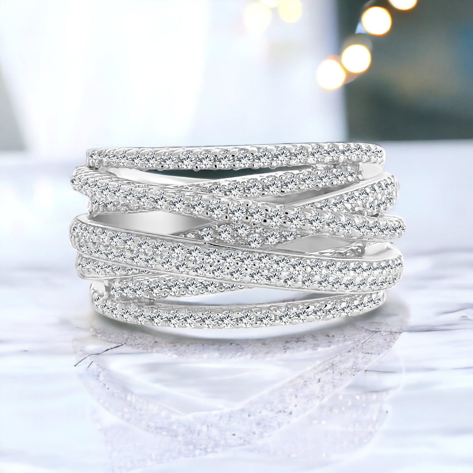 Silver 7 Row Highway Wrap Ring Sterling Silver 925