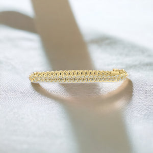 Small Gold-Plated Cuban Tennis Bracelet Micro Pave CZ