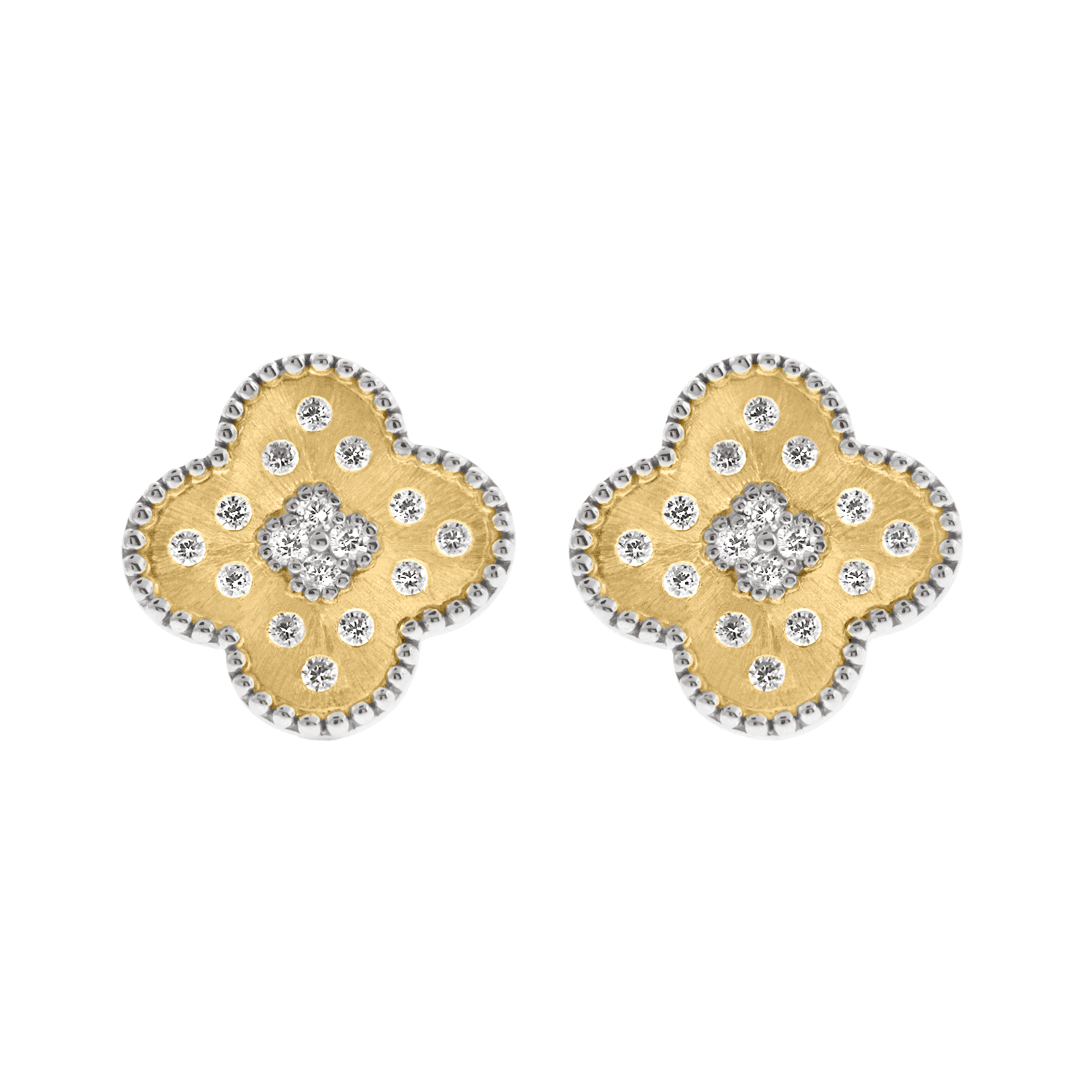 Four Clover Gold 2-Tone Frosted Earrings
