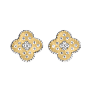 Four Clover Gold 2-Tone Frosted Earrings