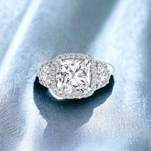 3 Carat Cushion Cut Halo Sterling Silver 925 Ring