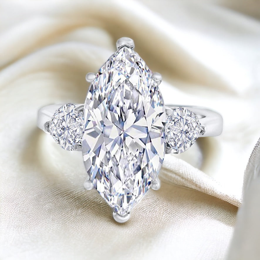 Marquise Cut Cubic Zirconia Ring – 925 Silver Plated, Sizes 6-10, Women's Gift
