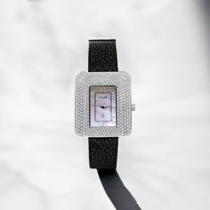 6 Row Fully Encrusted with Swarovski Crystal and Mother Pearl Face Genuine Stingray