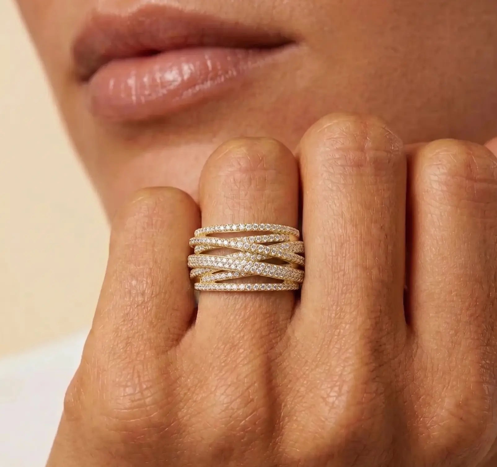 Silver 7 Row Highway Wrap Ring Sterling Silver 925