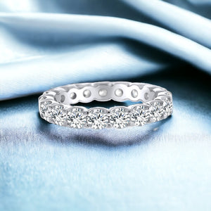 Silver Eternity Ring Band Round Silver 925 3 mm Stones