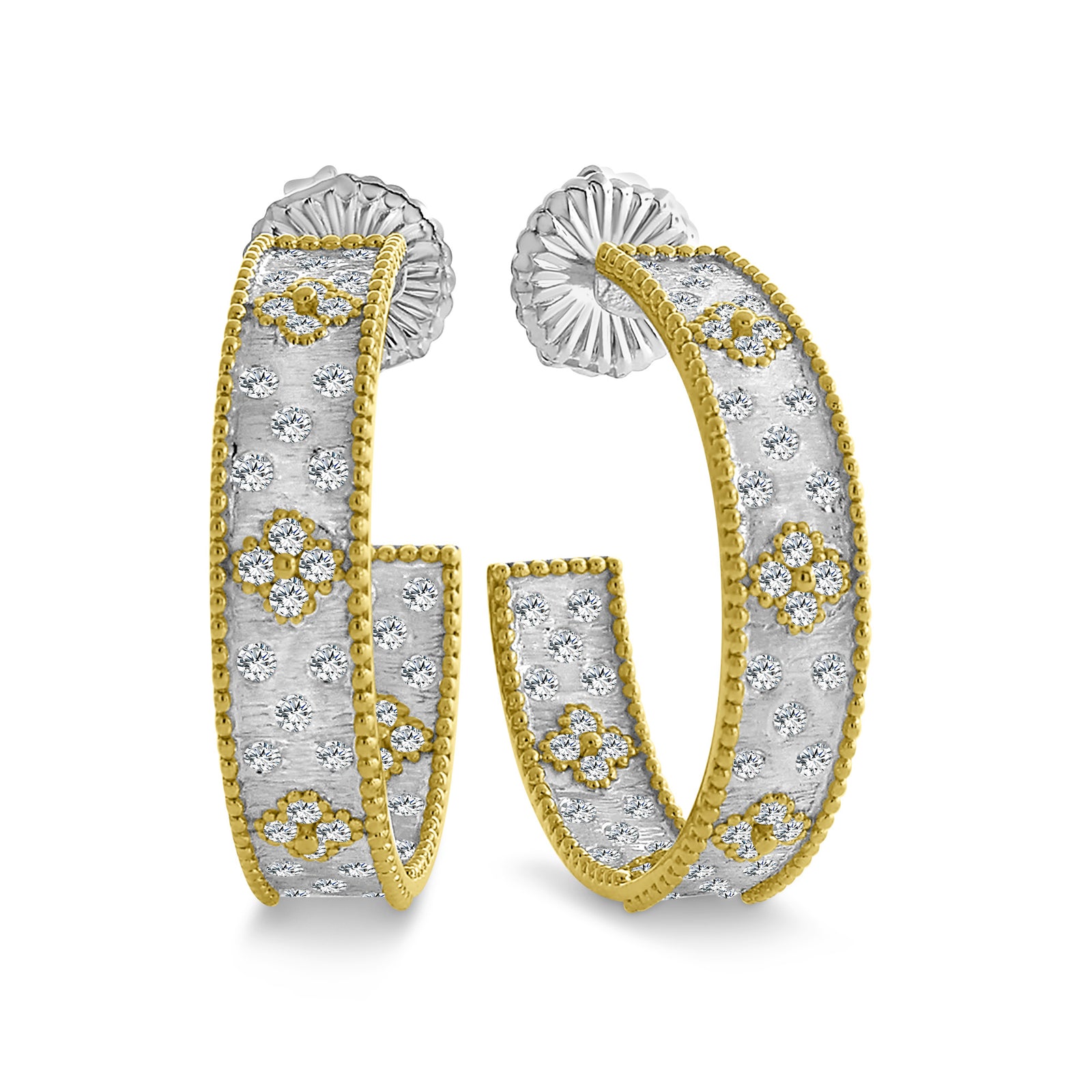 Medium Silver and Gold 2-Tone Hoop Earrings