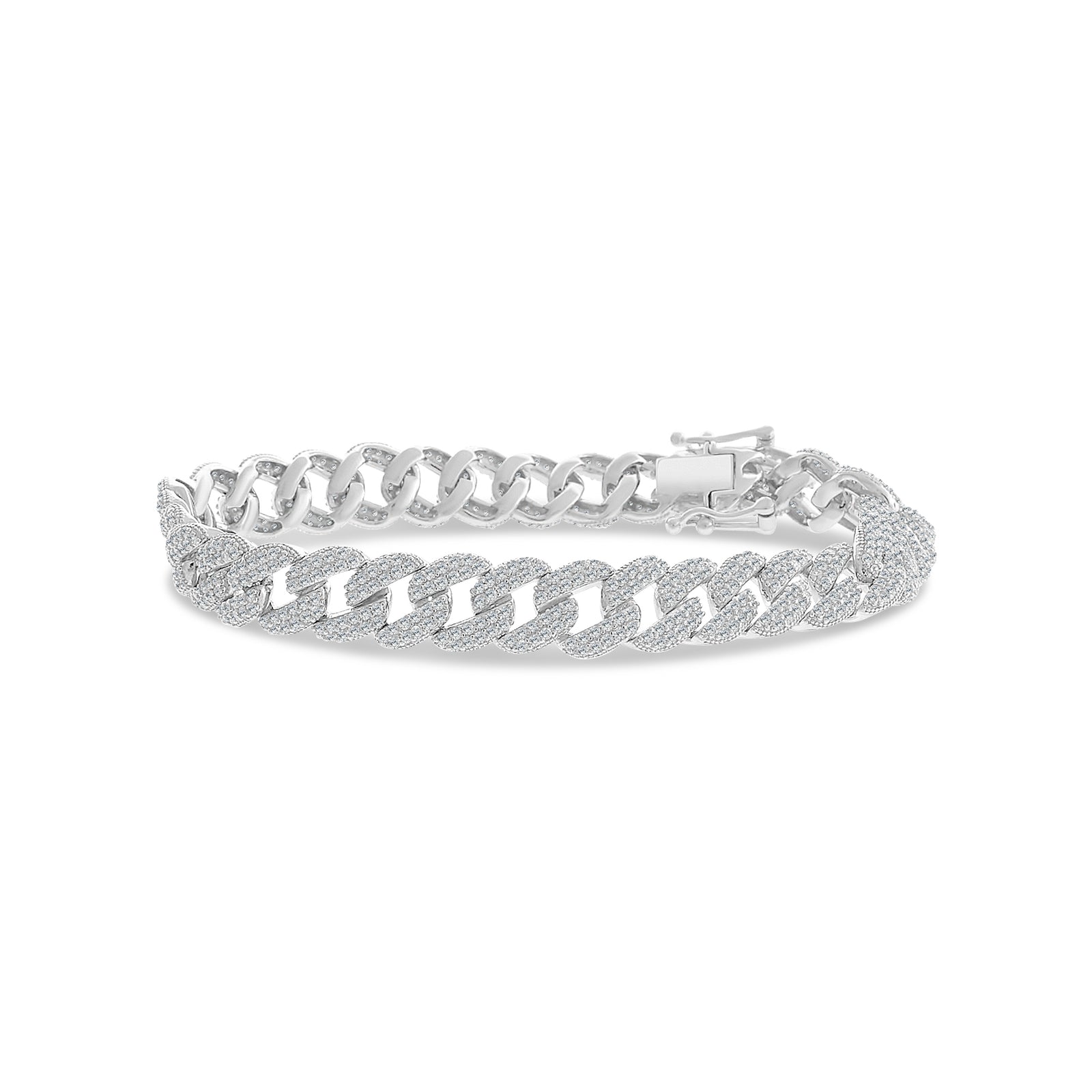 Silver Cuban Tennis Bracelet Micro Pave CZ
