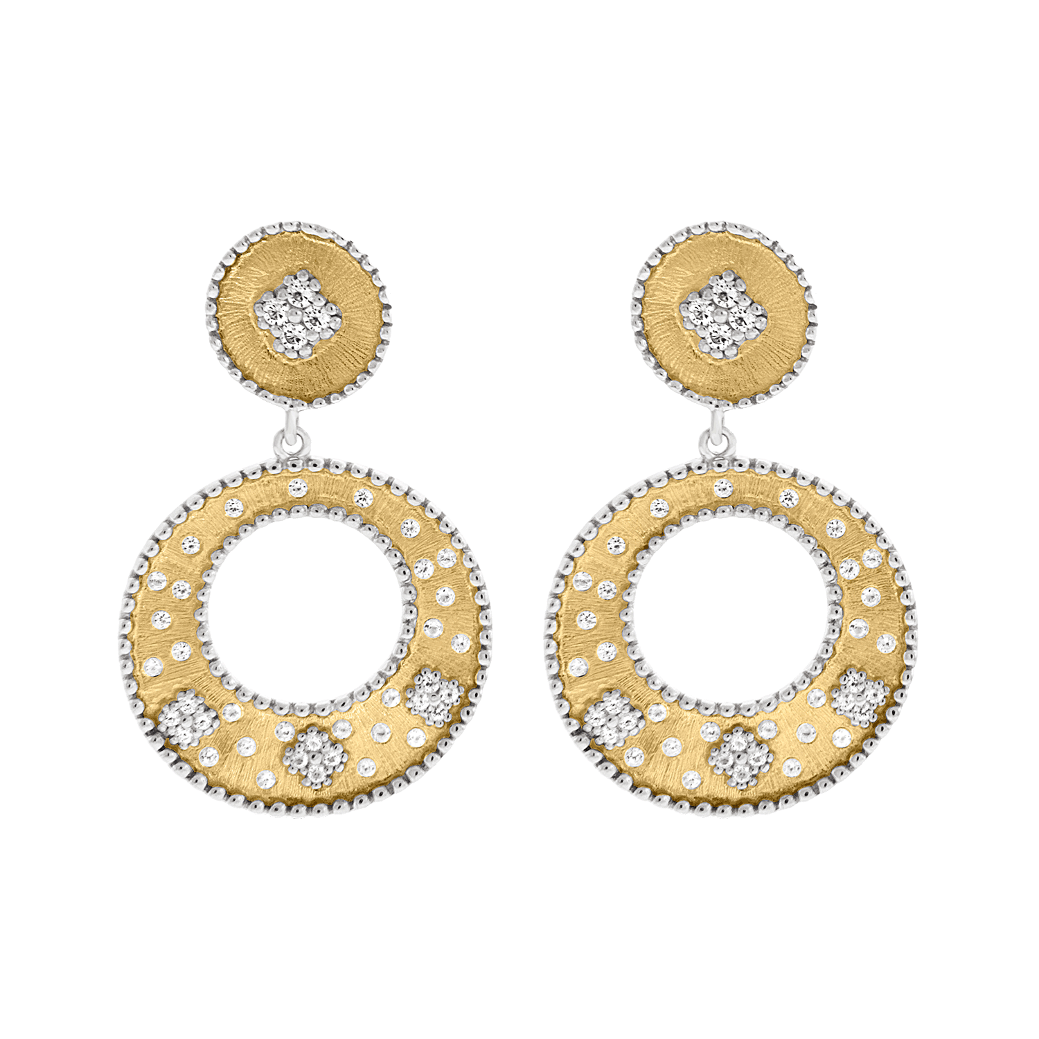 2-Tone Gold Frosted Dangle Earrings