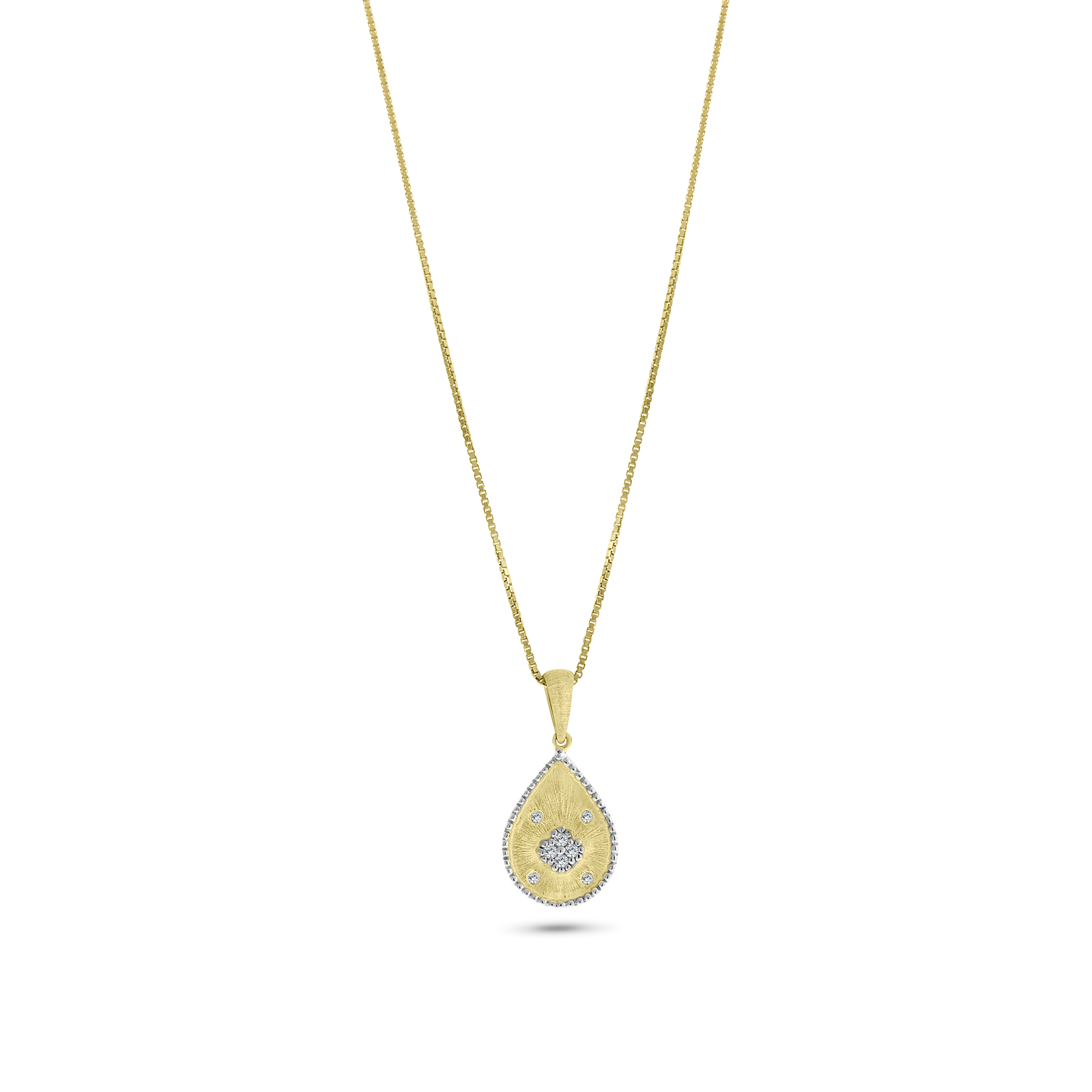 Gold 2-Tone Frosted Drop Pendant Necklace