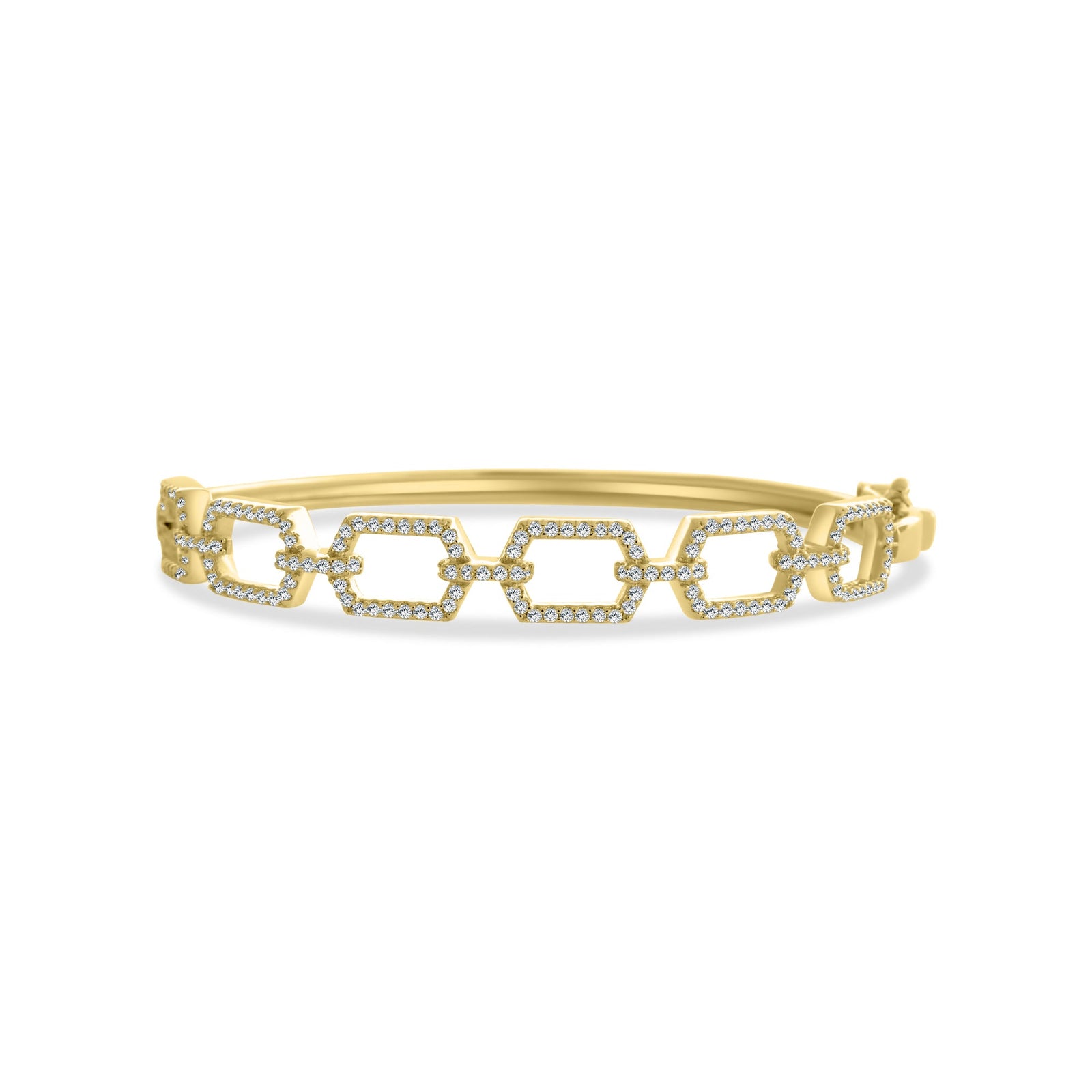 Gold Paperclip Bracelet Sterling Silver Micro Pave CZ