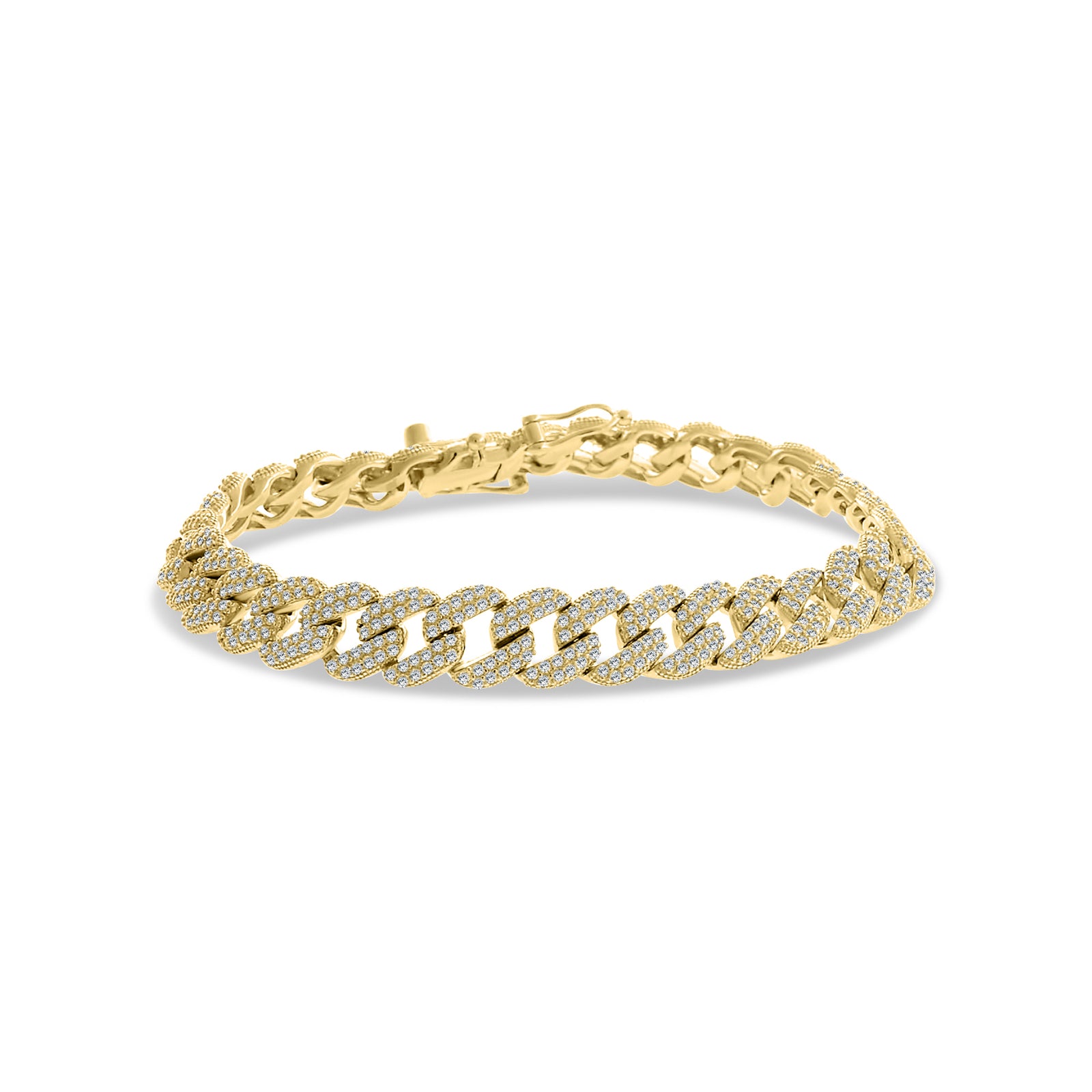Gold Cuban Tennis Bracelet Micro Pave CZ