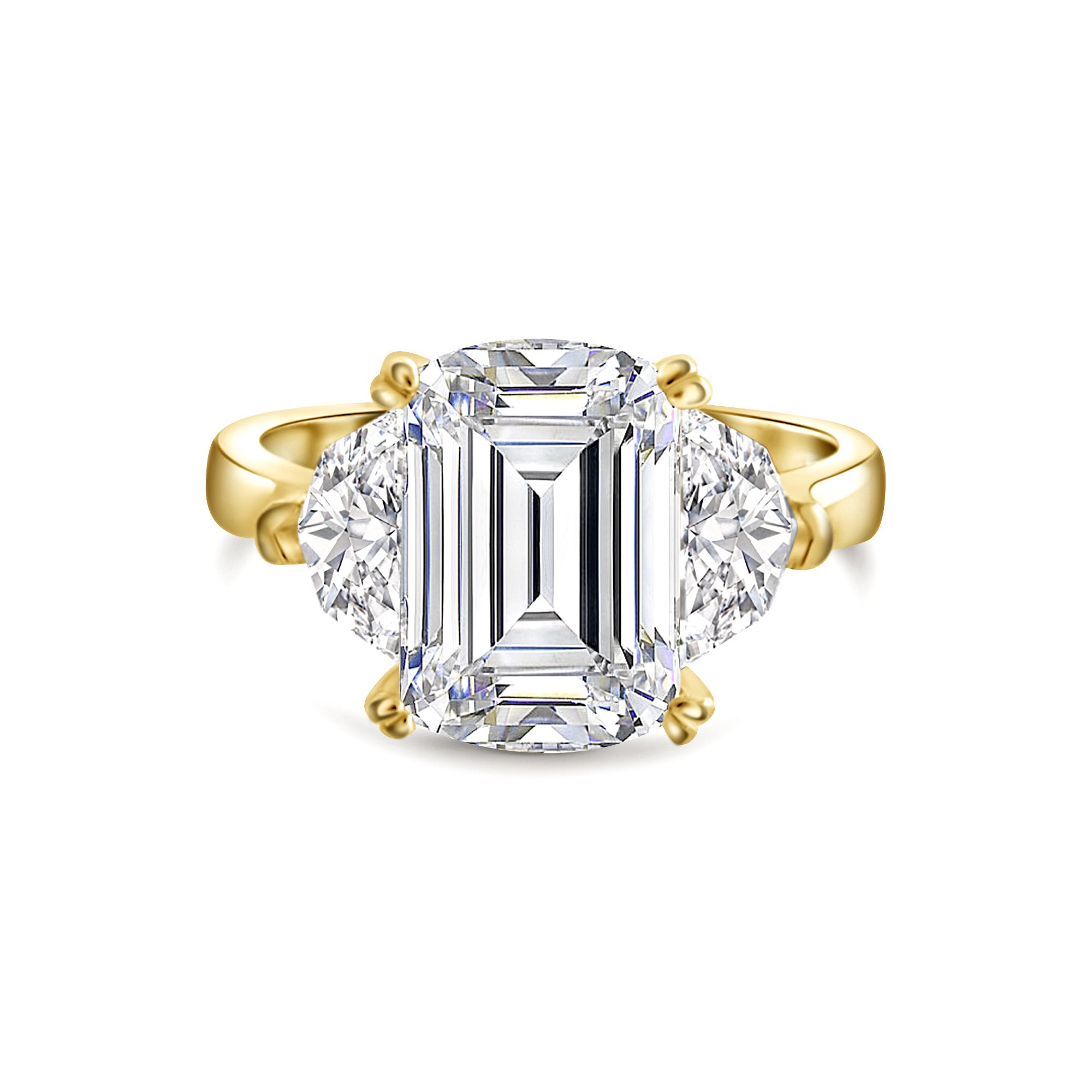 Gold Emerald Cut Ring Sterling Silver CZ