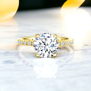 Gold Round Classic Ring Sterling Silver CZ