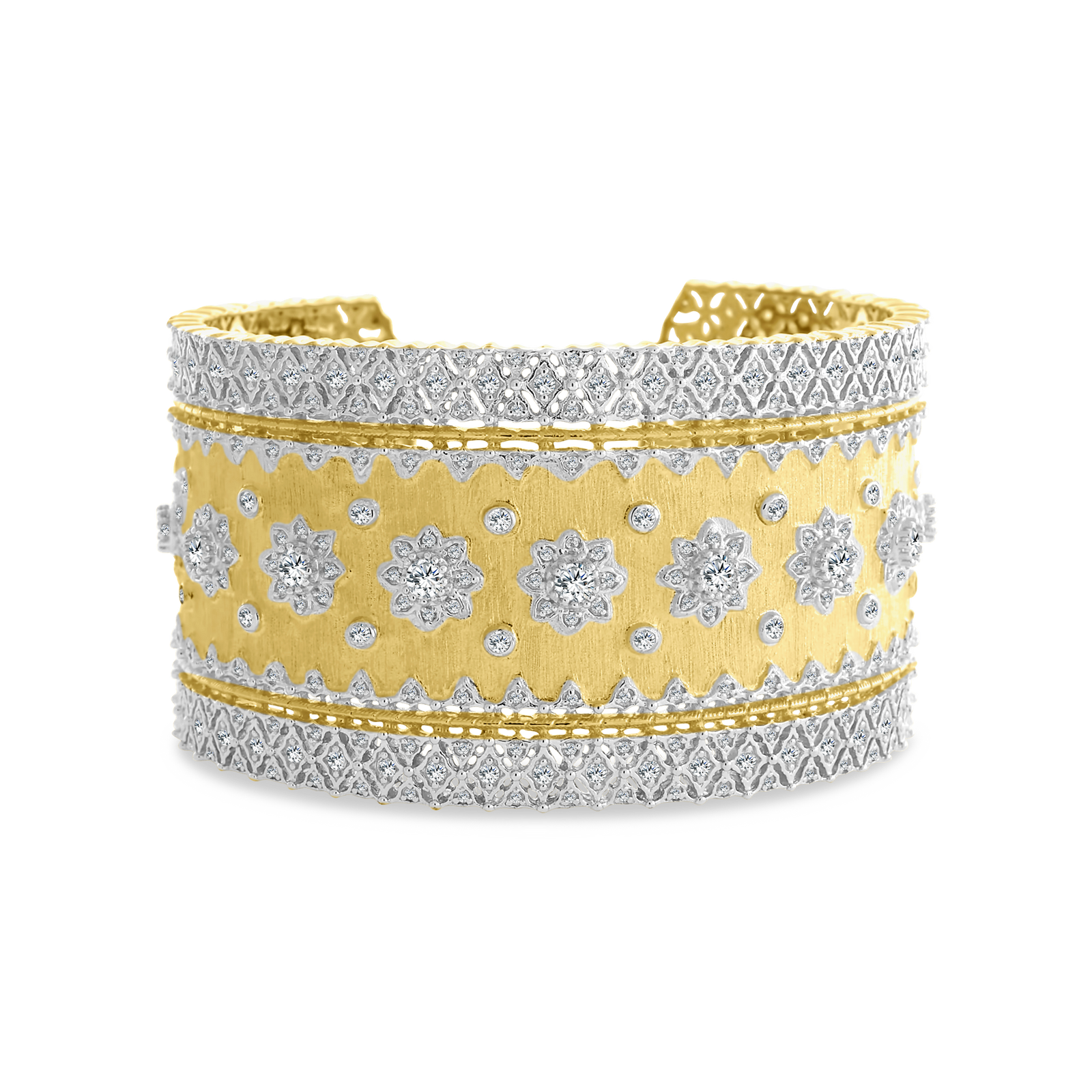 Gold 2-Tone Frosted Bracelet with Silver Details