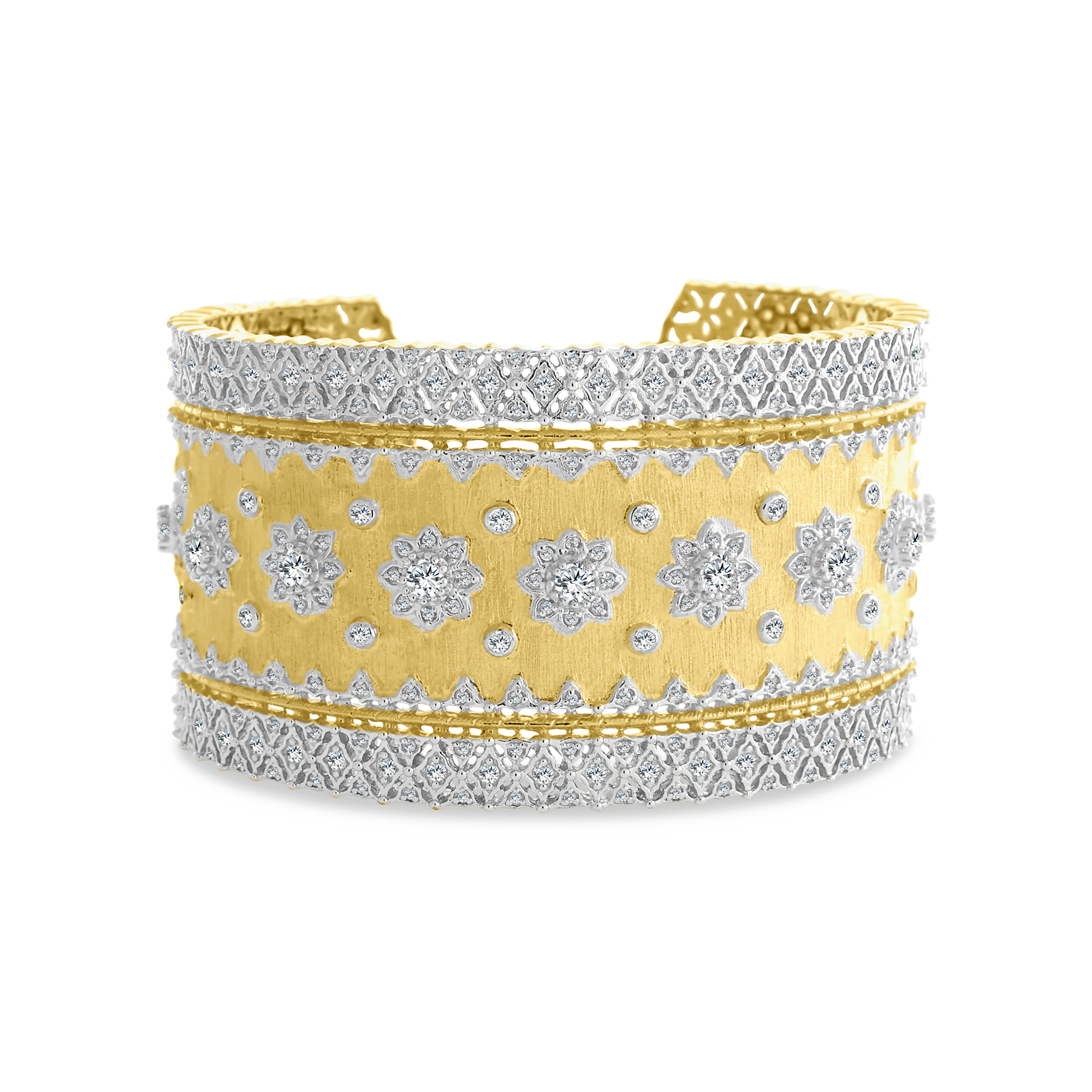 Gold 2-Tone Frosted Bracelet with Silver Details