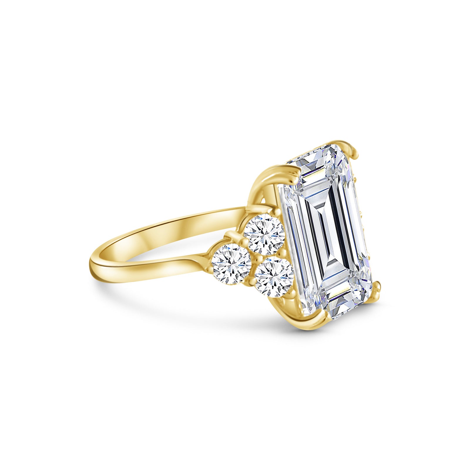 Golden 5 Carat Rectangle Emerald Cut Sterling Silver 925 Ring