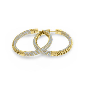 Gold Hoop Graduated Earrings Cubic Zirconia CZ