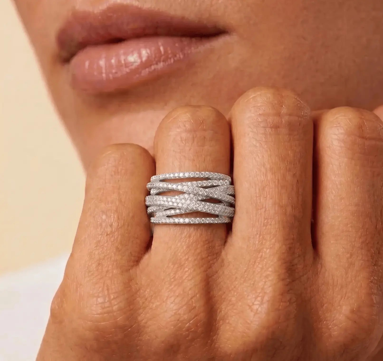 Silver 7 Row Highway Wrap Ring Sterling Silver 925