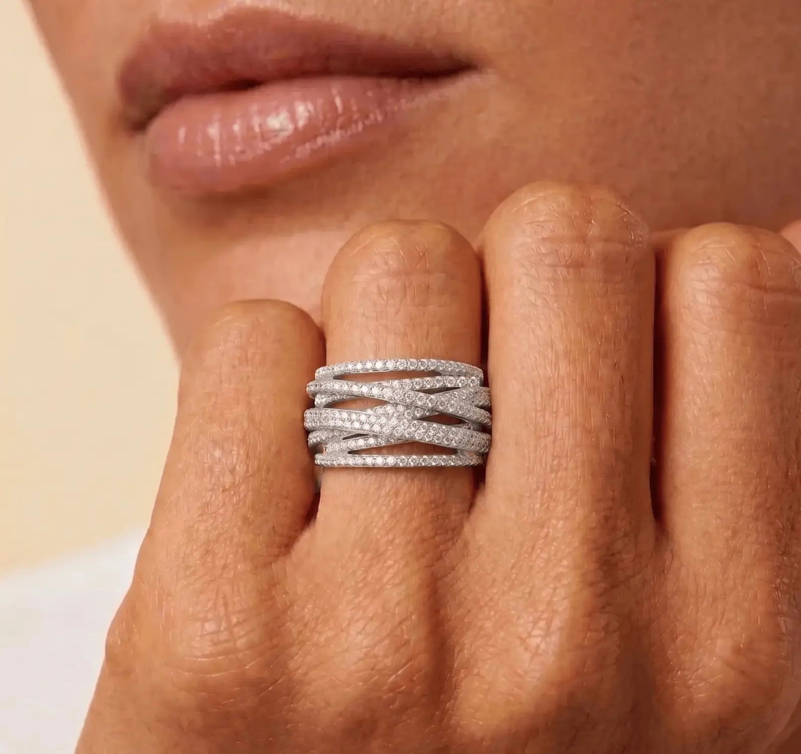 Silver 7 Row Highway Wrap Ring Sterling Silver 925