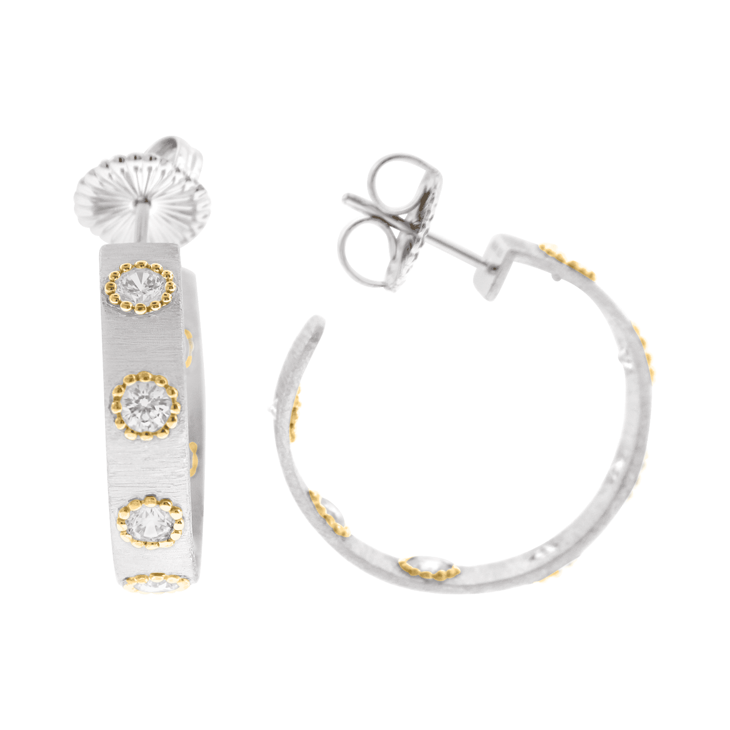 Small Silver 2-Tone Hoop Earrings