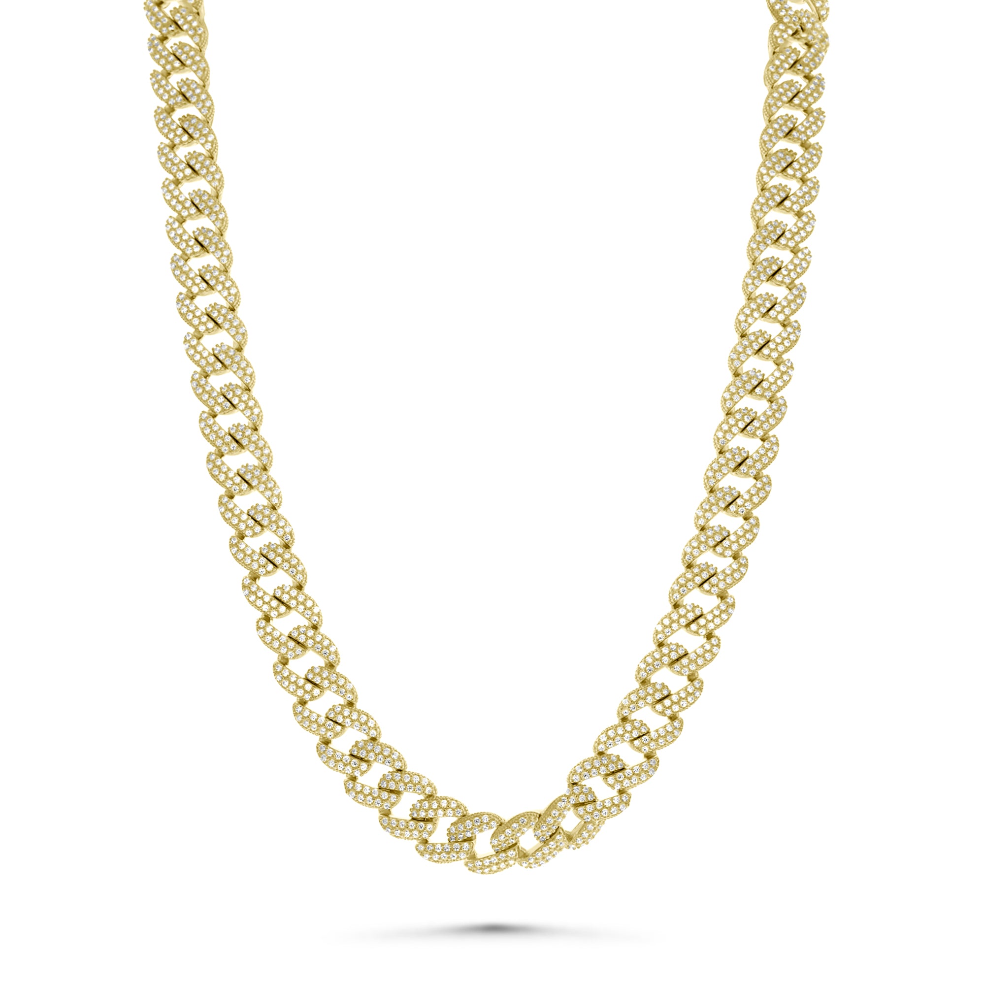 Large Gold Cuban Tennis Chain Necklace CZ